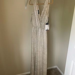 Foiled gold floor length dress